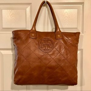 Leather Tory Burch Tote/Laptop Bag